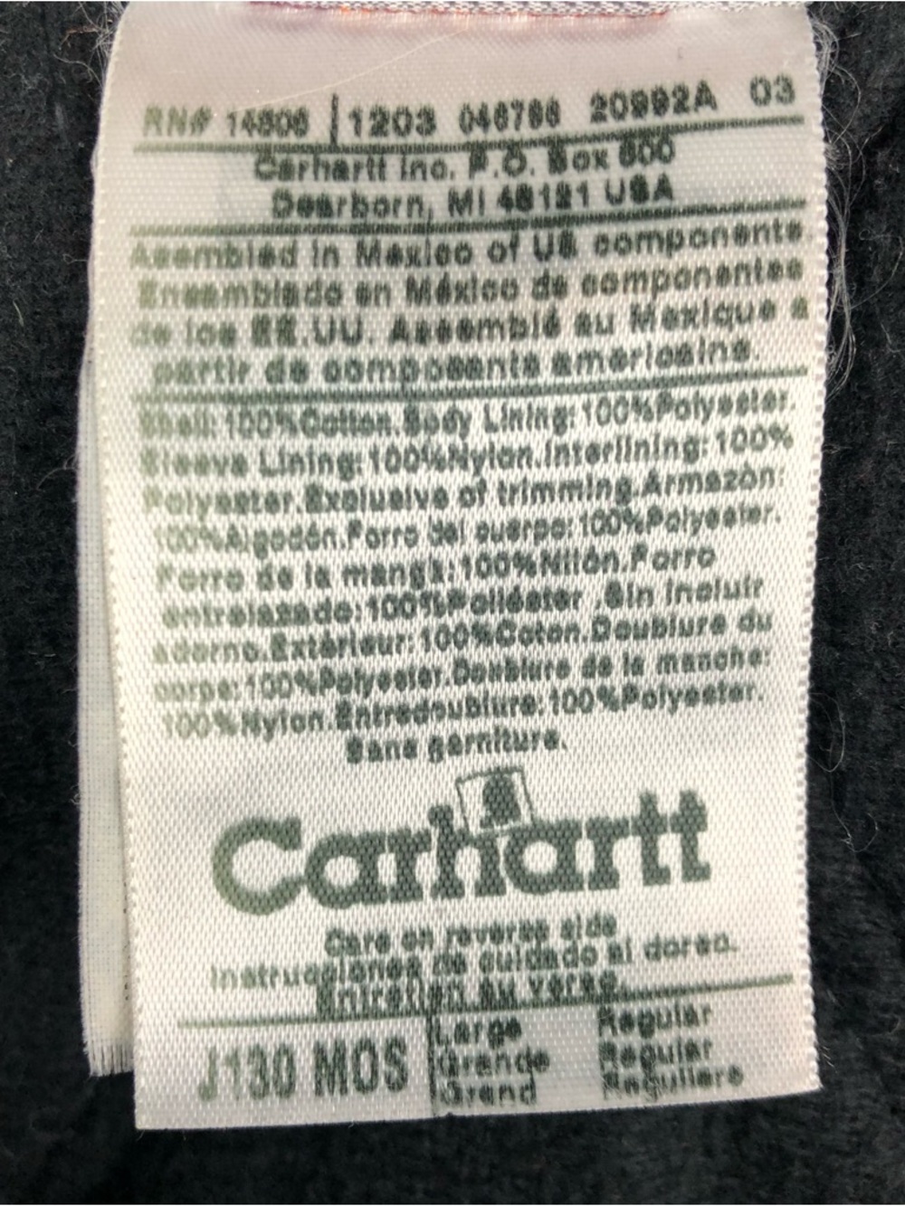 Vintage Men’s Carhartt Duck Jacket with Hood and Leather Logo Patch - Picture 6 of 11